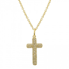 14KY .15CTW RB DIA PAVE CROSS PENDANT