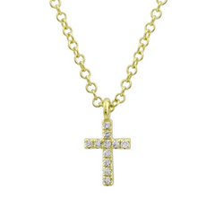 14KY .03CTW RB DIA SMALL CROSS PEND