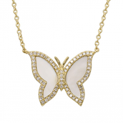 14KY .22CTW RB DIA/ MOP INLAY BTRFLY STAT NECK