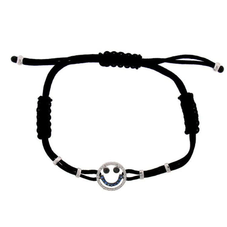 0.23ct Diamond & 0.11ct Blue Sapphire 14k White Gold Smiley Bracelet