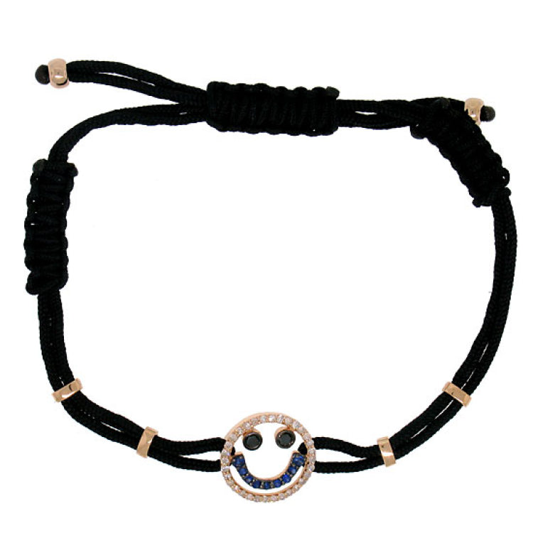 0.23ct Diamond & 0.11ct Blue Sapphire 14k Rose Gold Smiley Brac