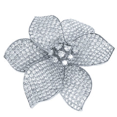 5.30ct 14k White Gold Diamond Pave Flower Ring