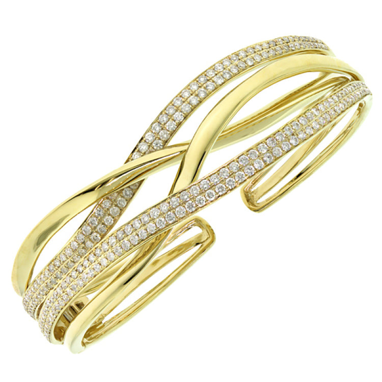 2.78ct 14k Yellow Gold Diamond Bangle