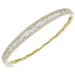 3.15ct 14k Yellow Gold Diamond Bangle