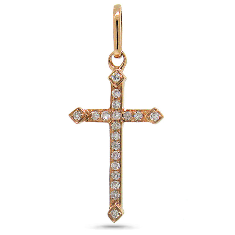 0.07ct 14k Rose Gold Diamond Cross Necklace