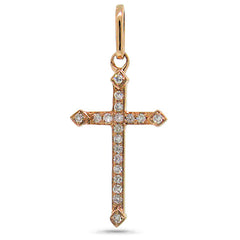 0.07ct 14k Rose Gold Diamond Cross Necklace