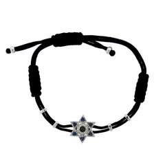 0.09ct Diamond & 0.14ct Blue Sapphire 14k White Gold Star Of David Bracelet