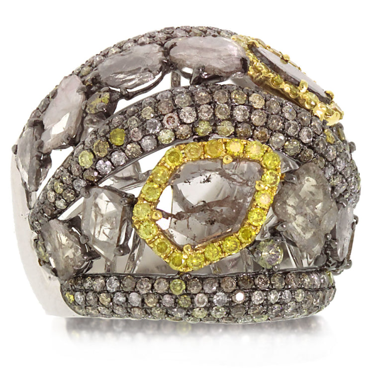 5.26ct 18k White Gold Fancy Color Diamond Ring