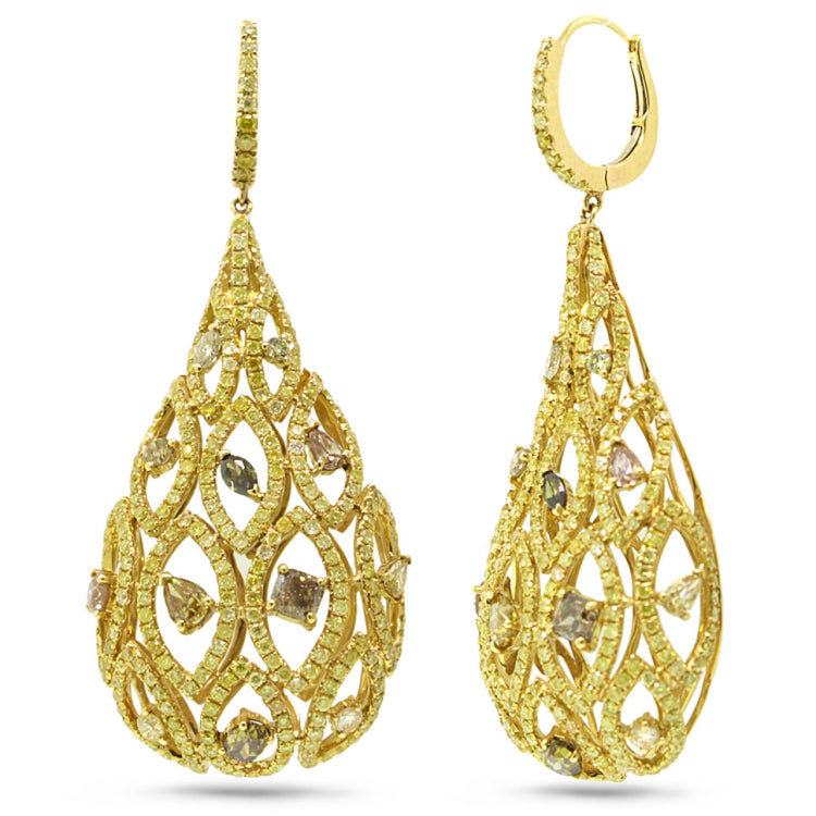 6.62ct 18k Yellow Gold Fancy Color Diamond Earring