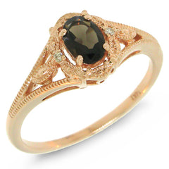 0.52ct 14k Rose Gold Diamond & Smokey Topaz Ring