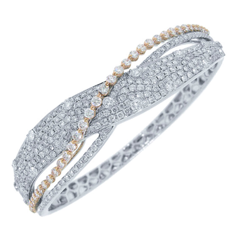 5.14ct 18k Two-tone Rose Gold Diamond Bridge Bangle
