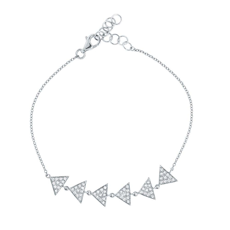 0.22ct 14k White Gold Diamond Pave Triangle Bracelet
