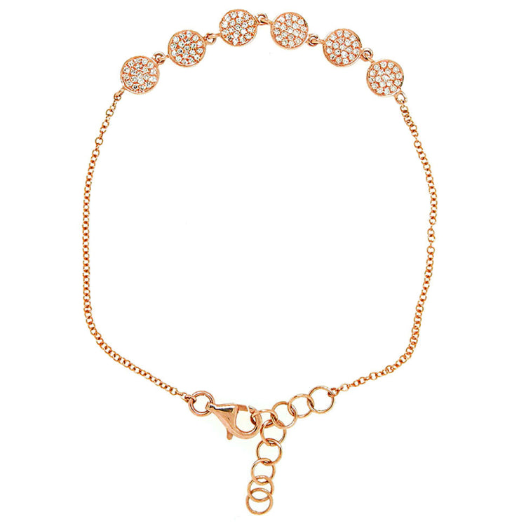 0.23ct 14k Rose Gold Diamond Pave Circle Bracelet