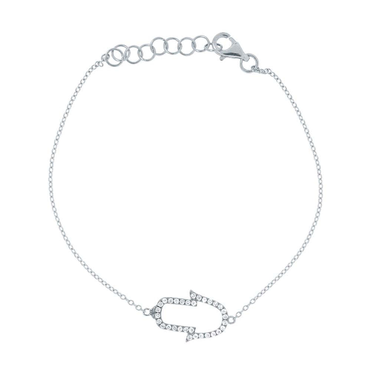 0.16ct 14k White Gold Diamond Hamsa Bracelet
