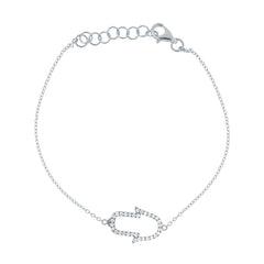 0.16ct 14k White Gold Diamond Hamsa Bracelet