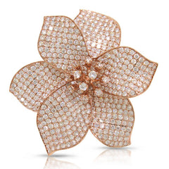 5.70ct 14k Rose Gold Diamond Pave Flower Ring