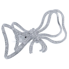 3.15ct 14k White Gold Diamond Ribbon Bow Ring