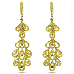 4.43ct 18k Yellow Gold GIA Certified Fancy Color Diamond Earring