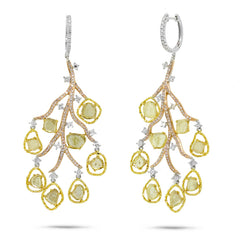 4.55ct 18k Three-tone Gold Fancy Color Diamond Earring