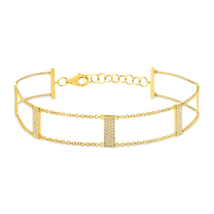 0.40ct 14k Yellow Gold Diamond Ladder Bracelet