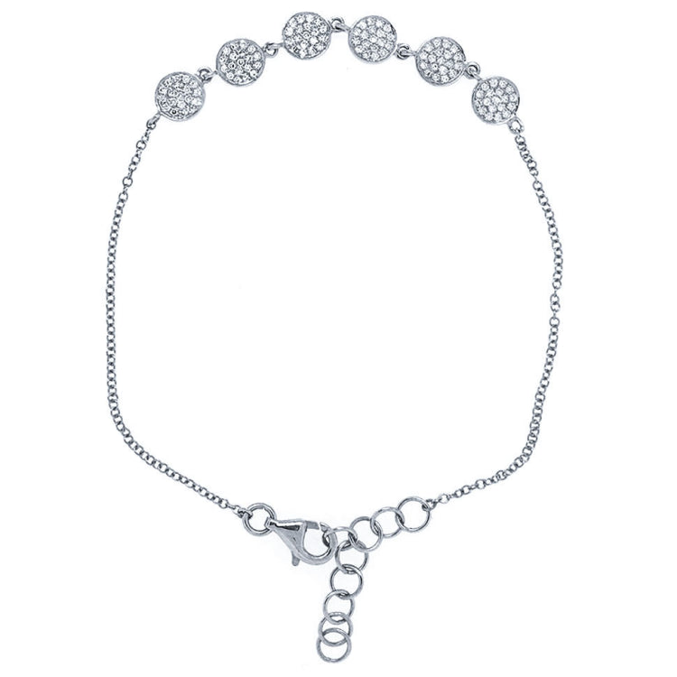 0.23ct 14k White Gold Diamond Pave Circle Bracelet