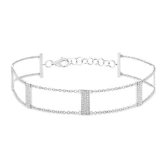 0.40ct 14k White Gold Diamond Ladder Bracelet