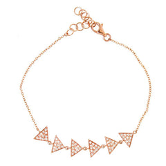 0.22ct 14k Rose Gold Diamond Pave Triangle Bracelet