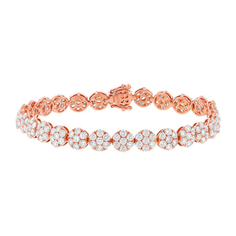 8.26ct 18k Rose Gold Diamond Cluster Lady's Bracelet