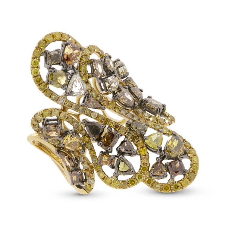 5.40ct Fancy Color Diamond & 4.09ct Sapphire 18k Yellow Gold GIA Certified Ring