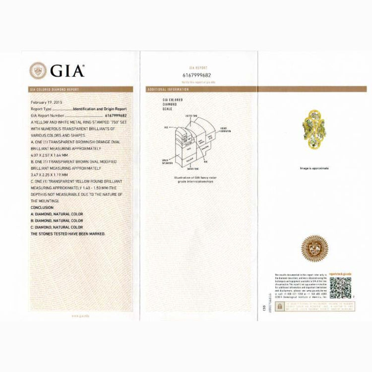 5.40ct Fancy Color Diamond & 4.09ct Sapphire 18k Yellow Gold GIA Certified Ring