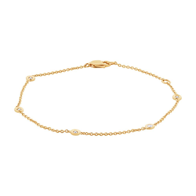 0.13ct 14k Yellow Gold 7" Diamonds By The Yard Bracelet