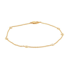 0.13ct 14k Yellow Gold 7" Diamonds By The Yard Bracelet