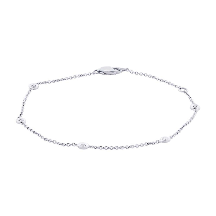 0.13ct 14k White Gold 9" Diamonds By The Yard Anklet