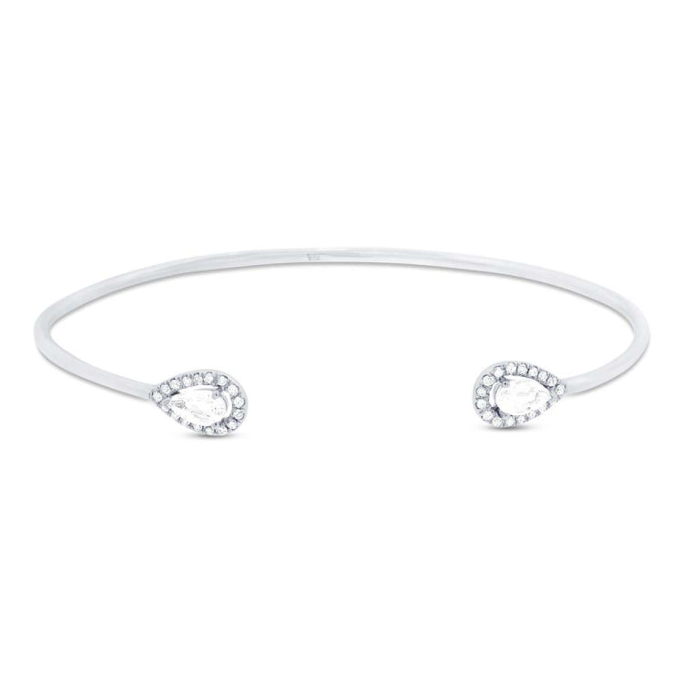 0.13ct Diamond & 0.44ct White Topaz 14k White Gold Bangle
