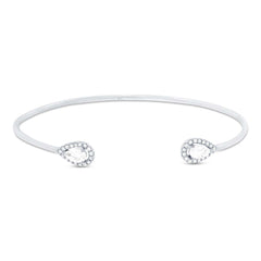 0.13ct Diamond & 0.44ct White Topaz 14k White Gold Bangle