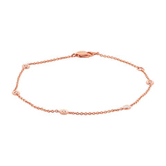 0.13ct 14k Rose Gold 7" Diamonds By The Yard Bracelet