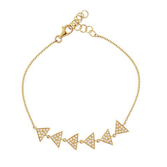 0.22ct 14k Yellow Gold Diamond Pave Triangle Bracelet