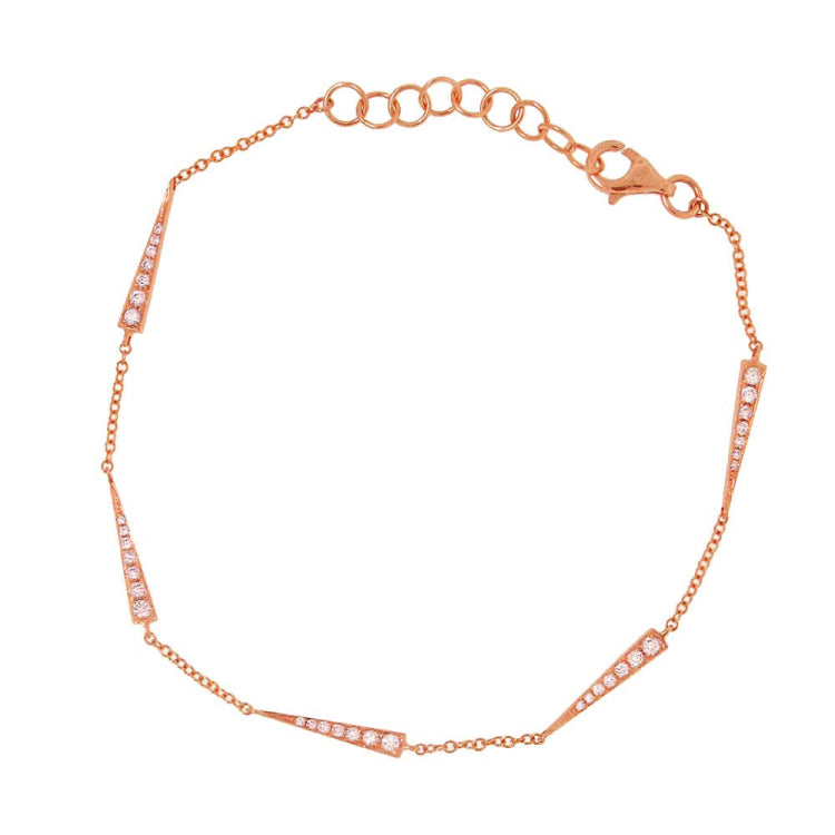 0.23ct 14k Rose Gold Diamond Triangle Bracelet