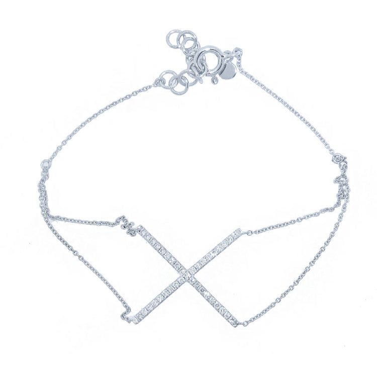 0.25ct 14k White Gold Diamond "X" Bracelet