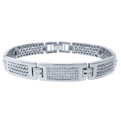 3.20ct 14k White Gold Diamond Men's Invisible Bracelet