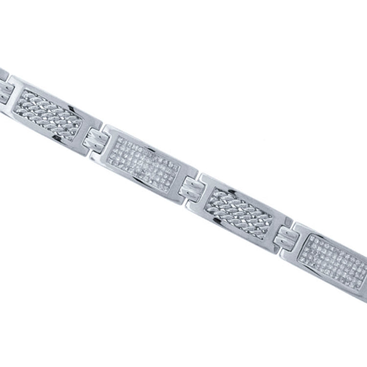 3.20ct 14k White Gold Diamond Men's Invisible Bracelet