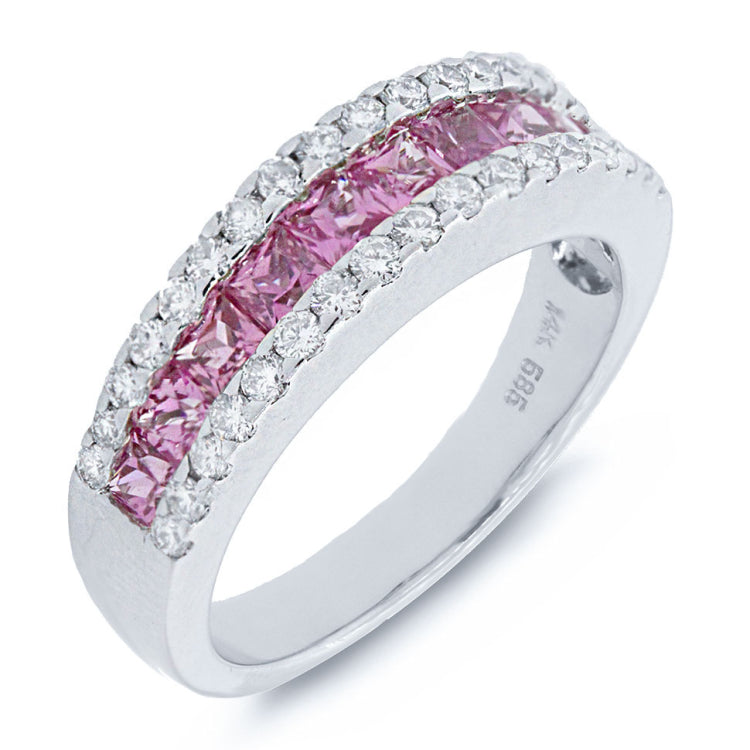 1.85ct 14k White Gold Diamond & Pink Sapphire Lady's Band
