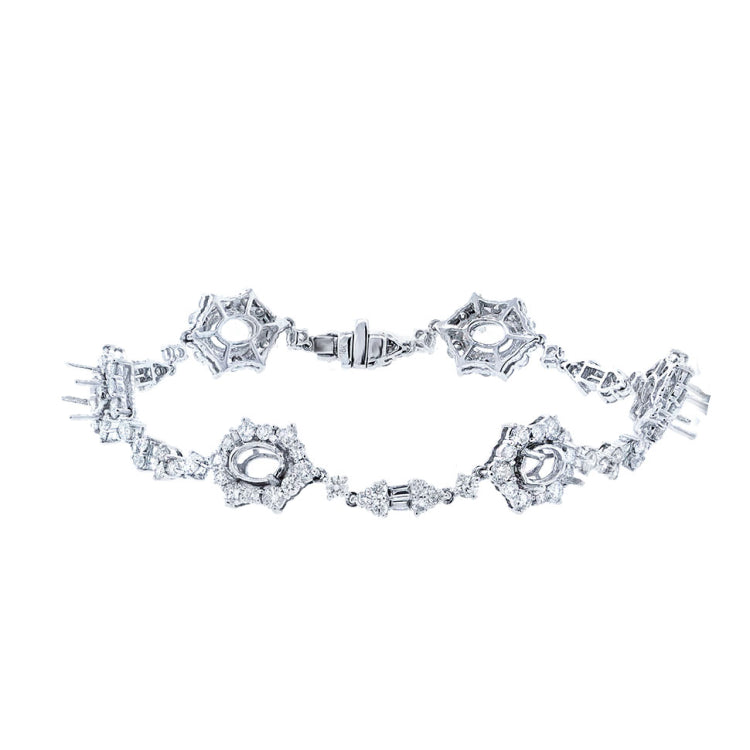 4.70ct 18k White Gold Diamond Semi-mount Bracelet