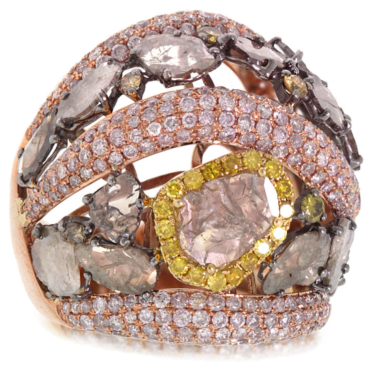 Unique Color Diamond Rings 5.19ct 18k Rose Gold White & Fancy Color Diamond Ring – Mathews ...