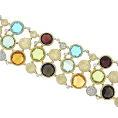 0.66ct Diamond & 75.28 Multicolor Stone 14k Yellow Gold Bracelet