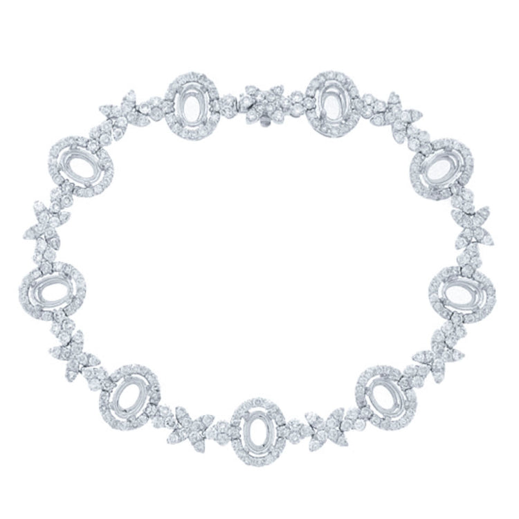 5.34ct 18k White Gold Diamond Semi-mount Bracelet