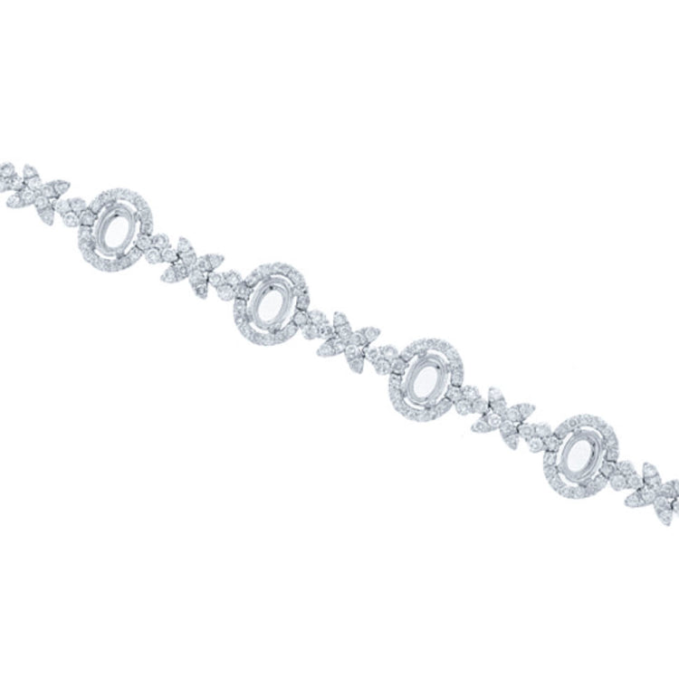 5.34ct 18k White Gold Diamond Semi-mount Bracelet