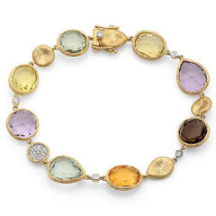 23.28ct 14k Yellow Gold Diamond & Multicolor Stone Bracelet