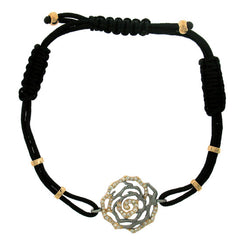 0.30ct 14k Two-tone Black Rhodium Gold Diamond Flower Bracelet