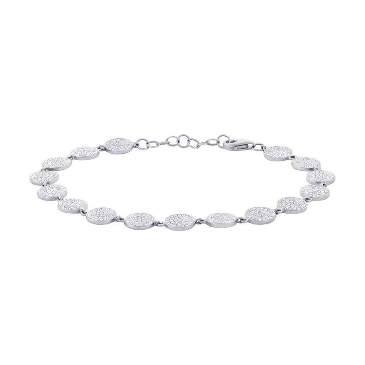 1.33ct 14k White Gold Diamond Pave Circle Bracelet